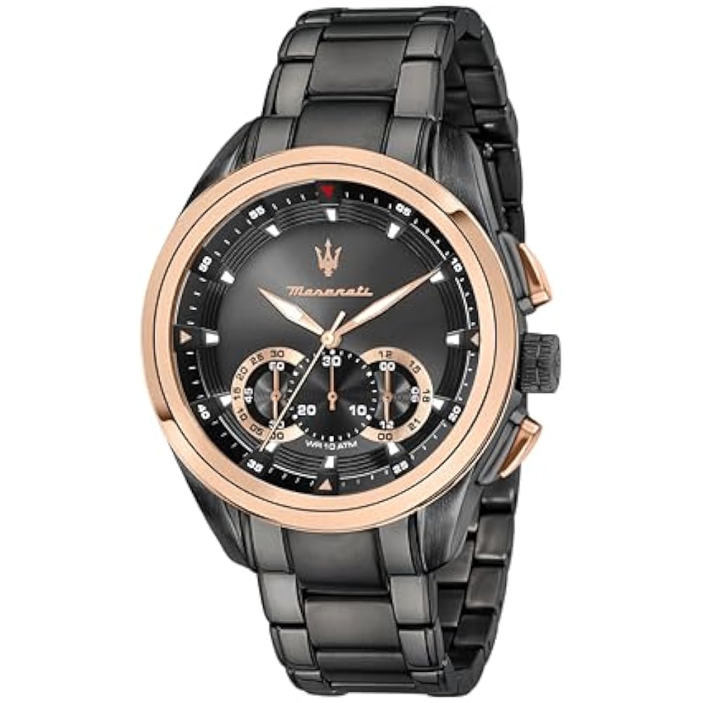 Maserati Watch Men s Maserati Traguardo Dark Grey Chronograph Quartz Watch Night Light 100m Water...
