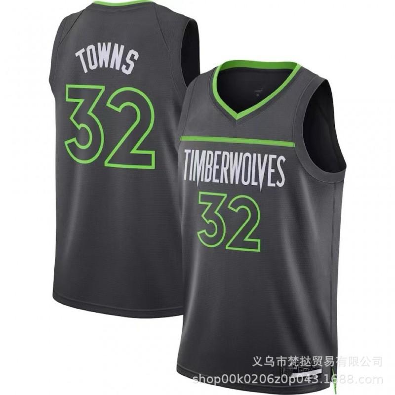Męska Koszulka do Koszykówki Minnesota Timberwolves Edwards 5 Towns 32 Wiggins 1 Dekolt V Bez Rękawów Bawełniana Koszulka Sportowa