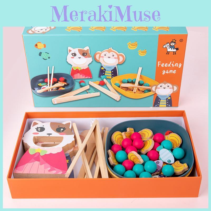Feeding Preschool Game Toy With Wooden Material Cognitive Skills Interaction