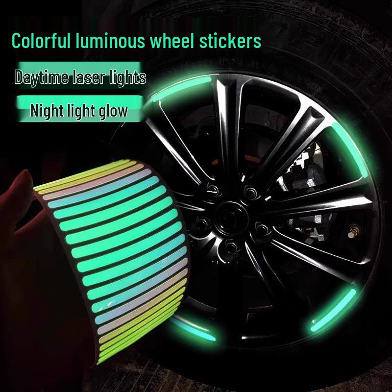 60-Piece Reflective Car Wheel Hub Decorative & Warning Stickers - Newcomer Special