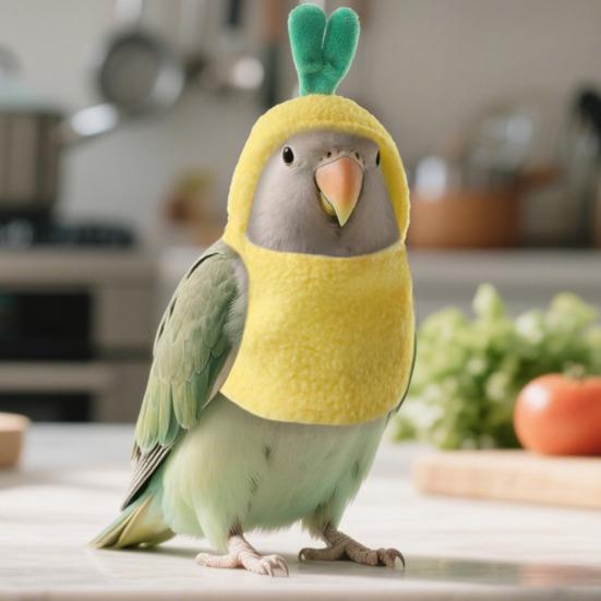 

Yellow Birds Hoodies Parrot Cosplay Outfit Pineapple Shape Flight Suit for African Grey Parakeet Cockatiel Conure Budgie M