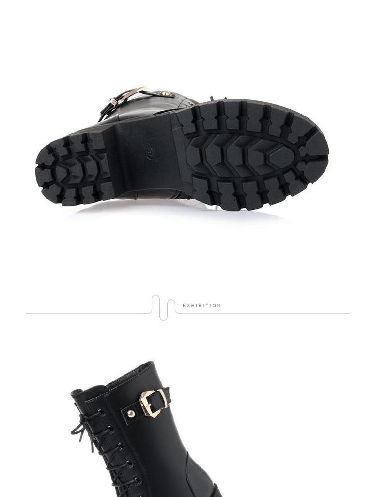 Women's Chunky Heel Leather Ankle & Mid-Calf Winter Boots with Velvet Lining