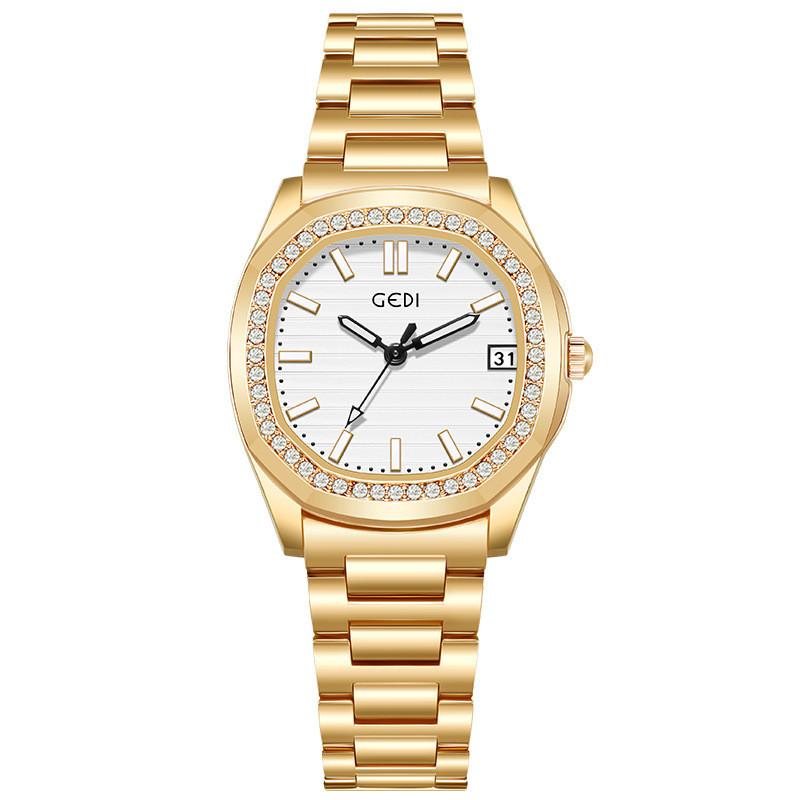 Gadi Fashion Womens Watch With Diamond Inlay Waterproof Quartz For Daily Wear