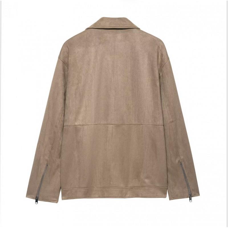 Womens Faux Suede Moto Jacket Fall 2025 Street Style Casual Outerwear