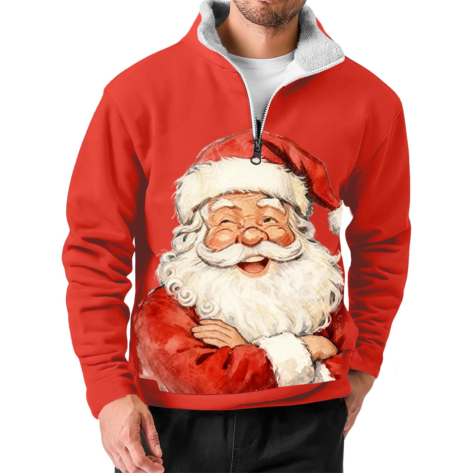Мужской рождественский свитшот со стойкой, популярный уличный повседневный топ с воротником L