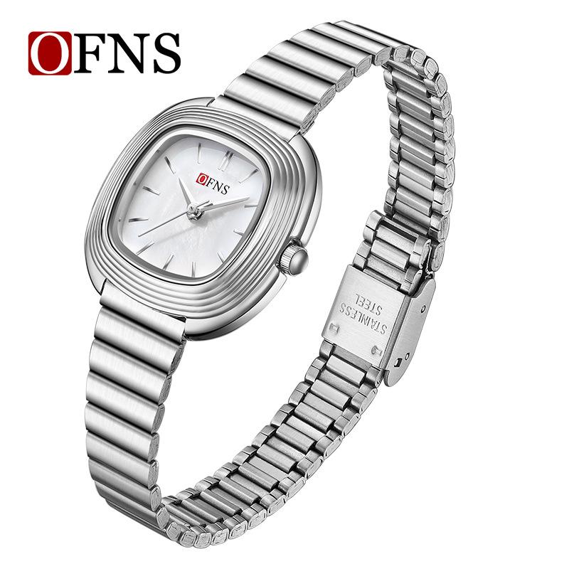 Ofns Women's Students Simple Quartz Watch Small Fragrance Style Mother Of Pearl Dial Waterproof Casual Watch For Girlfriend Gift