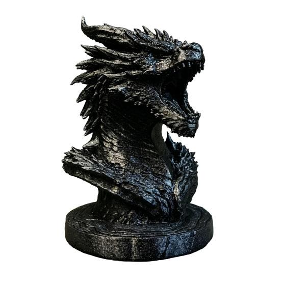 Dragon Head Figurine, 3D Printed Fantasy Dragon Head Statue, Mythical Animal Sculpture for Home Office Desk Decor, Gift for Collectors