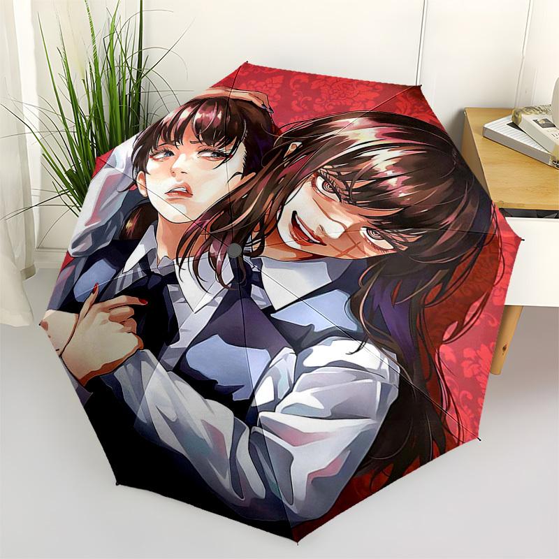 

1pc Outdoor Umbrella with Red Floral Pattern - Automatic Opening/Closing, Portable 3-Fold Design, 8-Rib Iron Frame - Perfect Gift for Fans, Travelers,