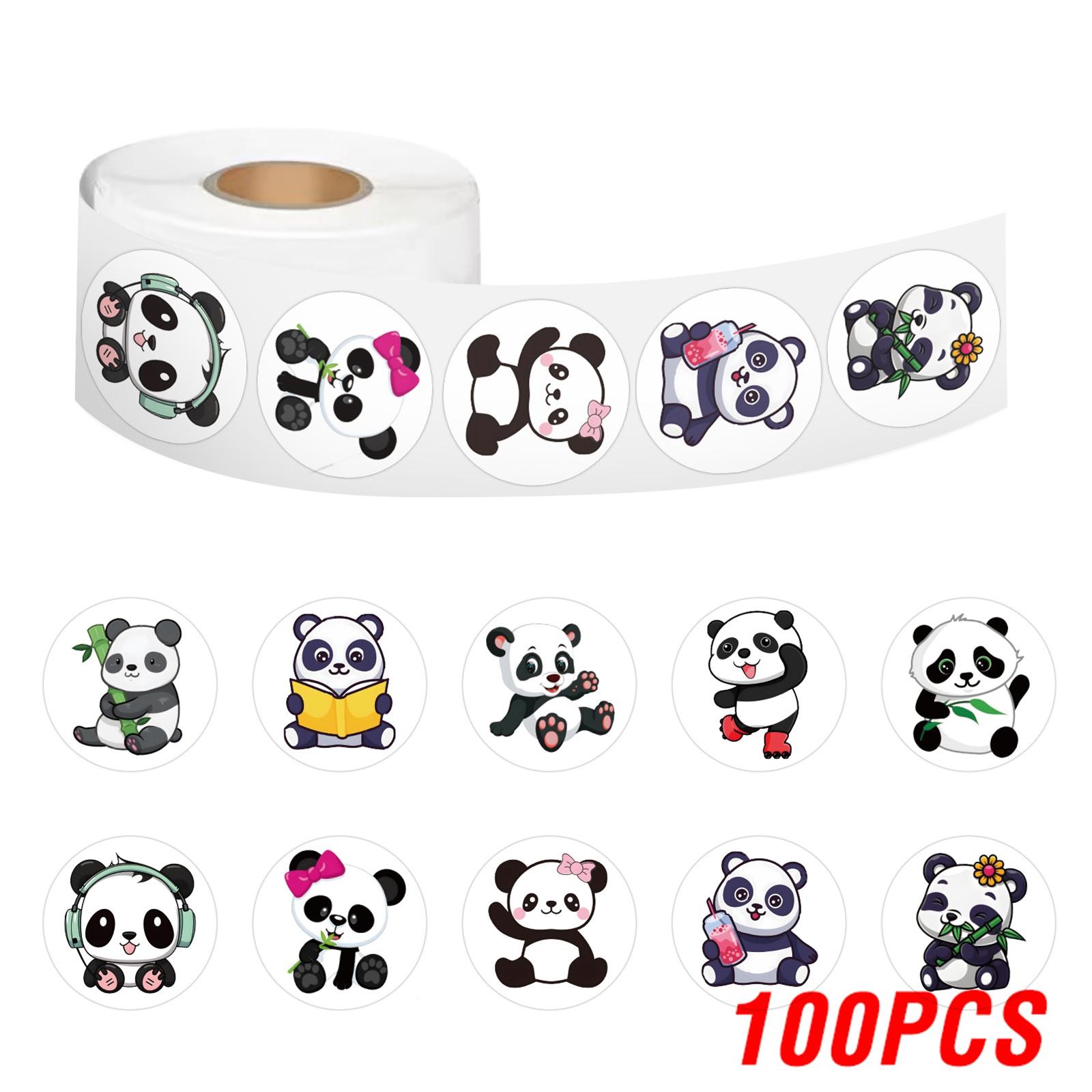 

100-500pcs Cute Panda Cartoon Stickers Reward Sticker for Kids Gift Decoration Envelope Sealing Labels Stationery Stickers 1inch