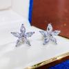 Flower Shaped Sparkling Stud Earrings for Women Elegant Style