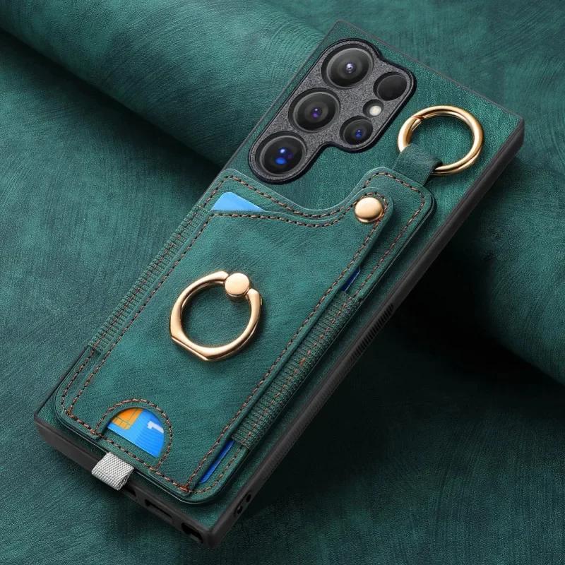 Ring Holder Phone Case for Samsung Galaxy S24 FE S26 S25 S23 S22 Ultra A17 A07 A57 A37 A36 A56 Magnetic Wallet Card Slot Cover