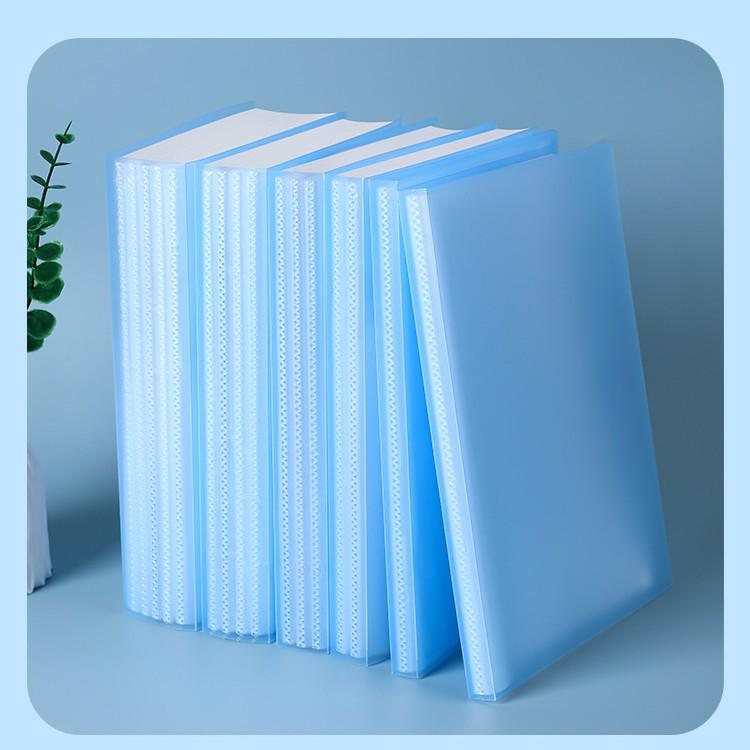 A4 Morandi Color Multi-layer Transparent File Folder with High Transparency Inner Pages 20 Pages синий