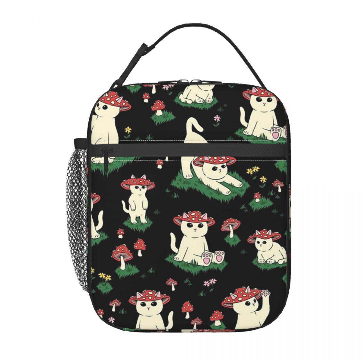 

Cartoon Mushroom Cat Design Insulated Lunch Bag for Women Kids Portable Food Boxes Thermal Lunch Box Tote One Size