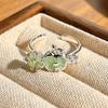 Niche High‑Sense Stack‑Wear Open Ring Subculture Sweet‑Cool Green Apple Enamel Zircon Personality Light‑Luxury Adjustable Fashion Jewelry