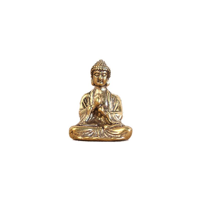 Brass Miniature Shakyamuni Buddha Decoration Tea Pet Ornament Home Decor Miniature Figurine Buddha Statue Meditation Ornament