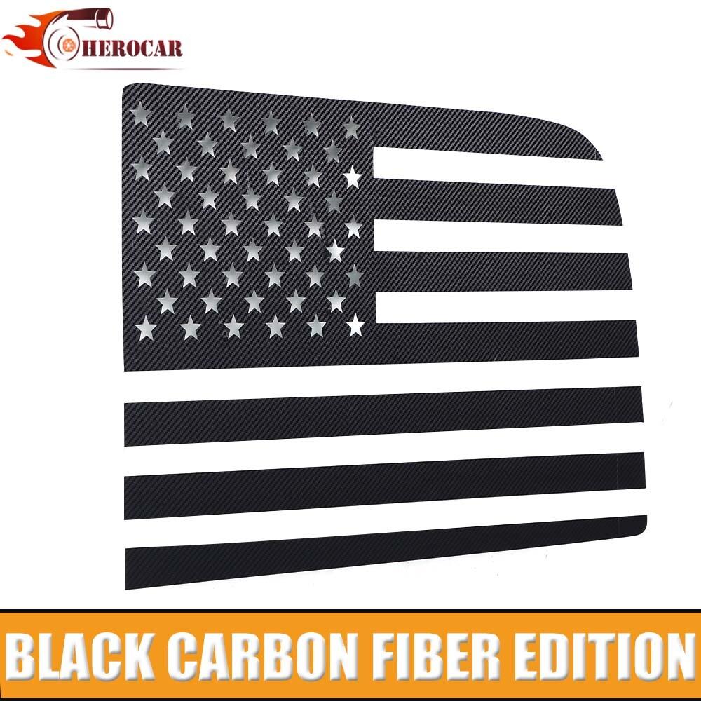 For + Dodge RAM 1500 Carbon Fiber Rear Window Side Trim Stickers US Flag