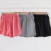 New Arrivals Open Run Women Casual Solid Color Round Hem Elastic Waist 3 4 Short