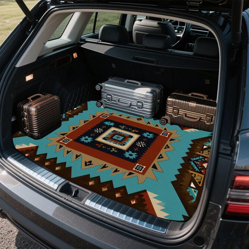 1Pcs Tribal Pattern Car Trunk Mat with Anti Slip Cargo Liner Waterproof Rear Storage Protector Floor Mat for SUV Sedan Vehicle I