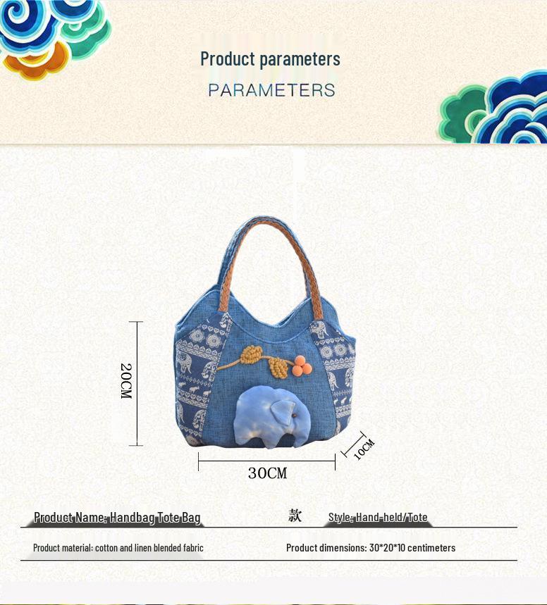 Ethnic Style Women's Lightweight Crossbody Tote - Casual Cloth Handbag