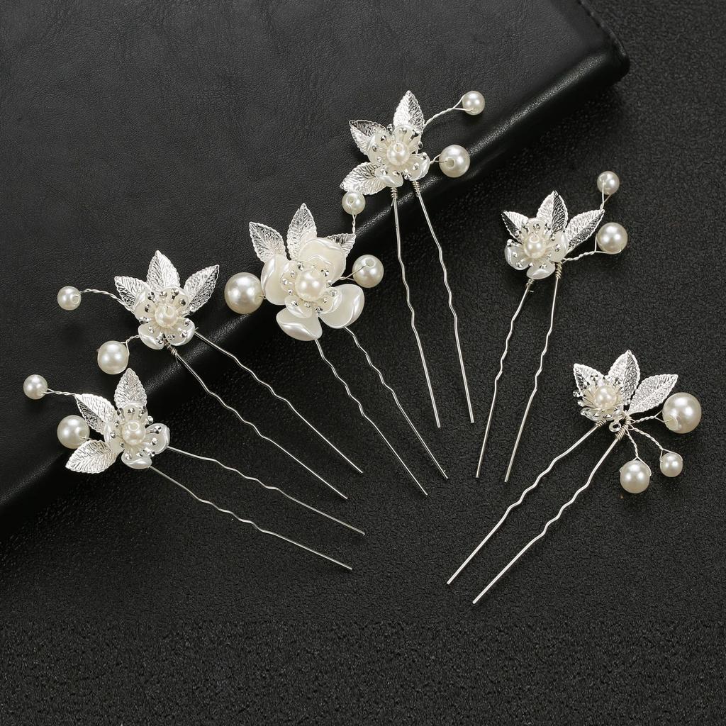 6PCS Bridal Wedding Hair Accessories Gold Color Leaf Hair Pins Clips for Women Jewelry Bride Headpiece Headwear Headdress Gifts