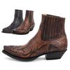 Western Cowboy Burnt Flower Herrenstiefel Schwarz Braun Handgefertigte Chelsea Boots für Männer Gr. 38-48