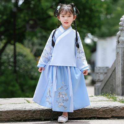Hanfu fetiță rochie de vară din stofă în stil chinezesc Costum Tang antic rochie costum super-zână fetiță sirenă fustă prințesă lenjerie de corp