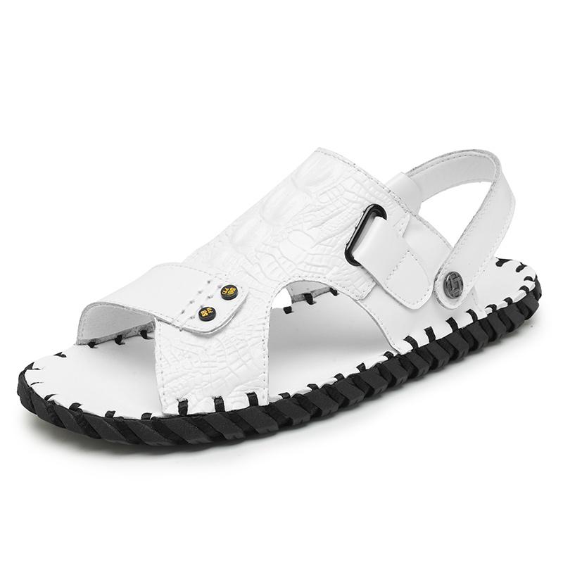 FashionSummer Sandals Men Leather Classic Roman Sandals New Slipper Outdoor Sneaker Beach Rubber Flip Flops Men Water Trekking Sandals
