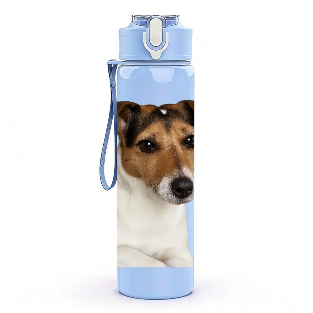 1PC Jack Russell Dog Portrait 750ml Color Plastic Sports Water Bottle Leakproof Flip Straw Lid Suitable for Sports Office Home Use