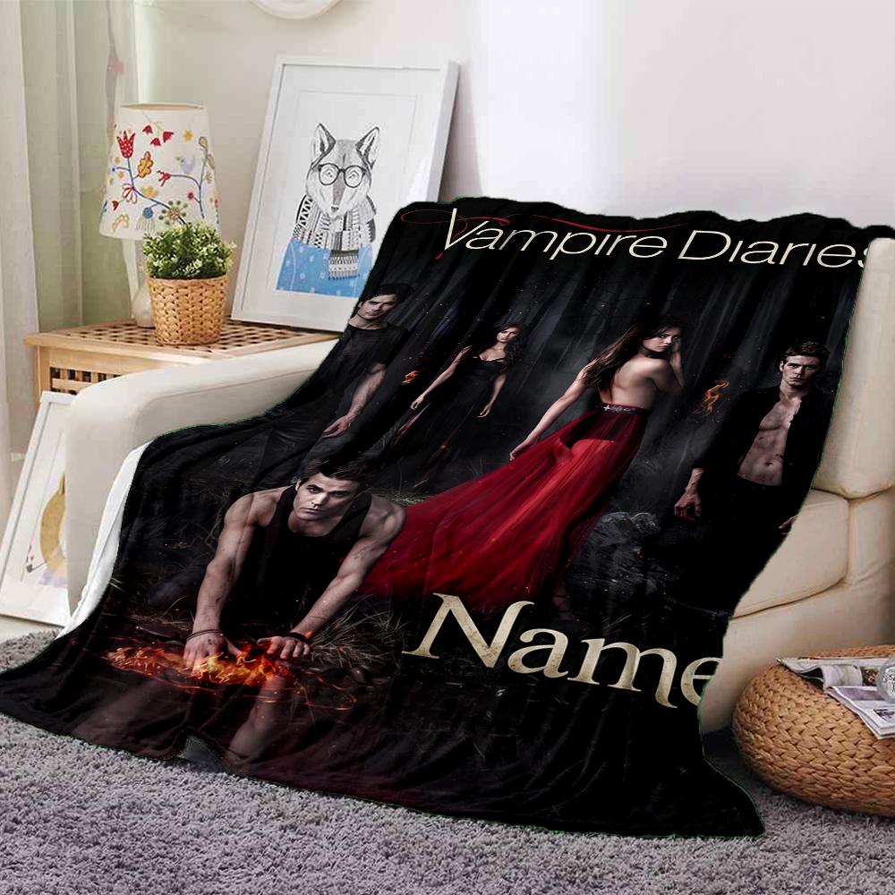 Custom Name Vampire Diaries Theme Printed Blanket Perfect For Couch Bed Travel Outdoor Use Machine Washable Cozy Durable