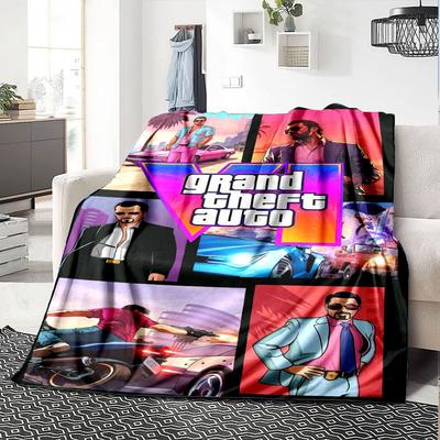 1pc Grand Theft Auto Soft Flannel Blanket with Designer Print A Cozy Blanket for All Seasons, Perfect for the Couch, Bed, Office