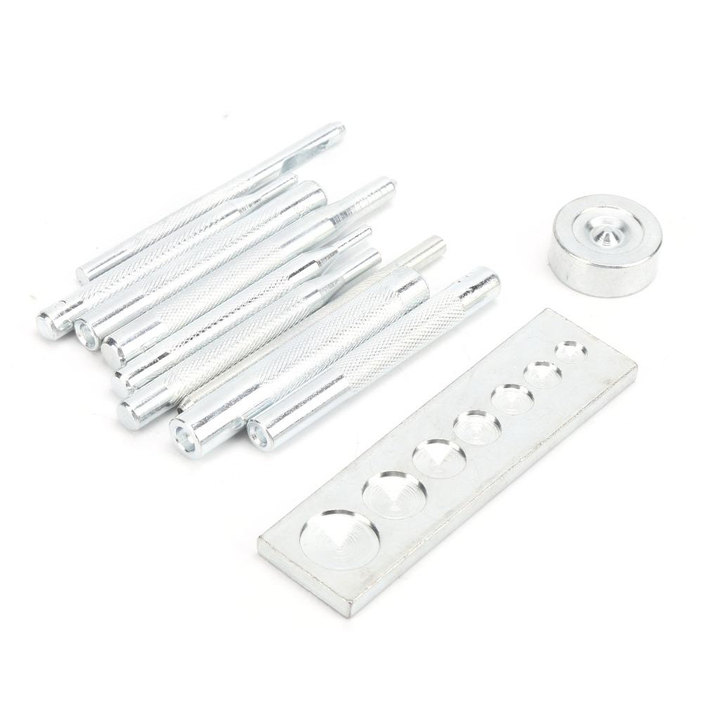 11PCS Manual Steel Tools Rivet Setter Kit Die Punch Snap Set For Leather Crafts and Repairs