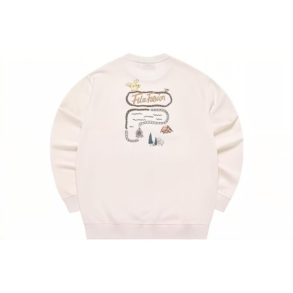 Fila Fusion FOB Series Round Neck Pullover Loose Sweatshirt Unisex Sweatshirt Milk-Beige T11U333206FBG