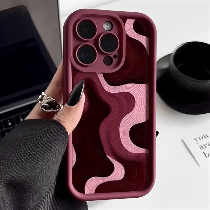 Coque de téléphone tendance à rayures ondulées Pour 11 12 13 14 15 Plus 16 17 Pro 17 Air 16E X XR XS Max 7 8 Plus Housse en silicone antichoc iPhone 16 Plus