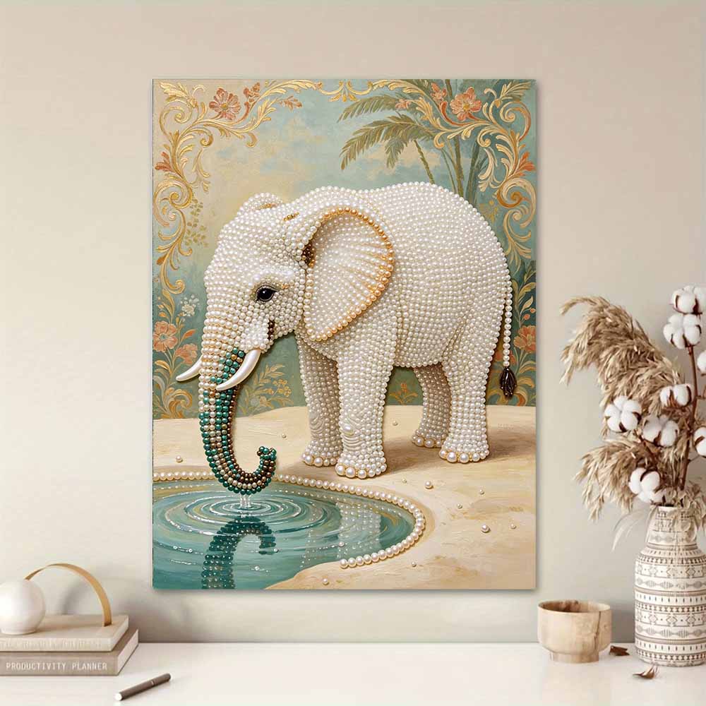 Pearl DIY Art Painting Elegant Elephant Handcrafted Picture Indoor Wall Ornament Relaxing Leisure Hobby Exquisite Home Decor Gift