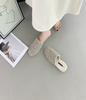 2025 new autumn and winter flat-bottomed retro bag head half slippers plush shoes cotton mop