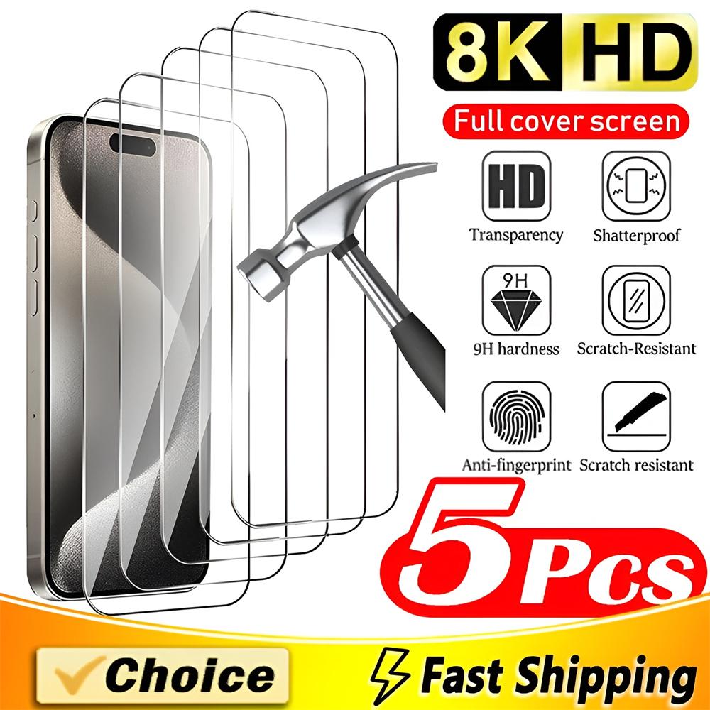 3-5PCS Diamond Glass For iPhone 15 14 13 12 11 PRO MAX No Border Screen Protectors For iPhone XS Max XR 7 8 Plus Tempered Glass