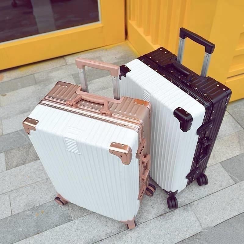 Korean Style Unisex Travel Suitcase: Universal Wheels, Large Capacity, Leather, Combination Lock, Aluminum Frame