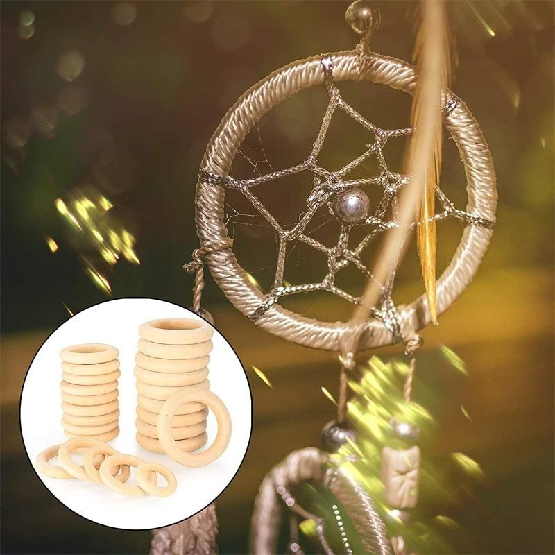 Wooden Rings for Crafts, Natural Wood Rings for Macrame, Jewelry Making, and DIY Crafts