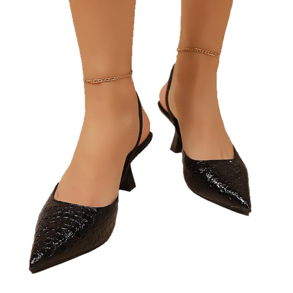 Shallow mouth back empty stiletto high heels women's sexy pointed head bag head sandals women's shoes