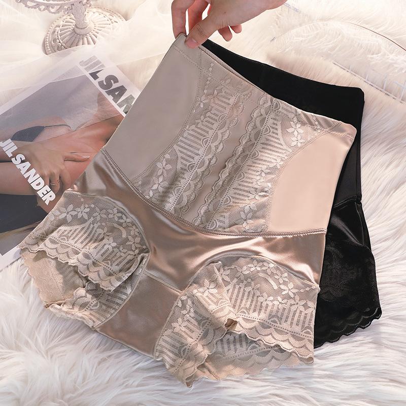 Ice Silk High Waist Seamless Belly Contracting and Hip Lifting Underwear Women's Cotton Postpartum Belly Trimming Small Belly St