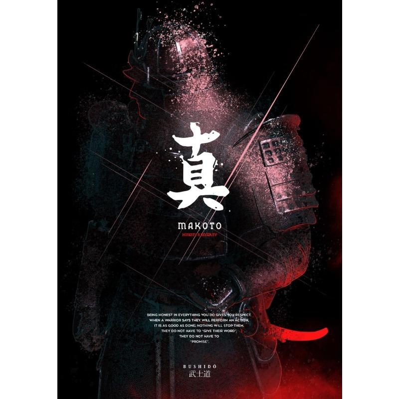 Japanese Samurai Art The Seven Virtues of Bushido Poster Print Canvas Paintings HD Printed Home Wall Decor Pictures Unframed