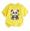 Cute Cartoon Panda Holding Bamboo Kids 100% Cotton Crew Neck Short Sleeve T-Shirt for Boys Girls Casual Soft Breathable Summer Animal Pattern Printed