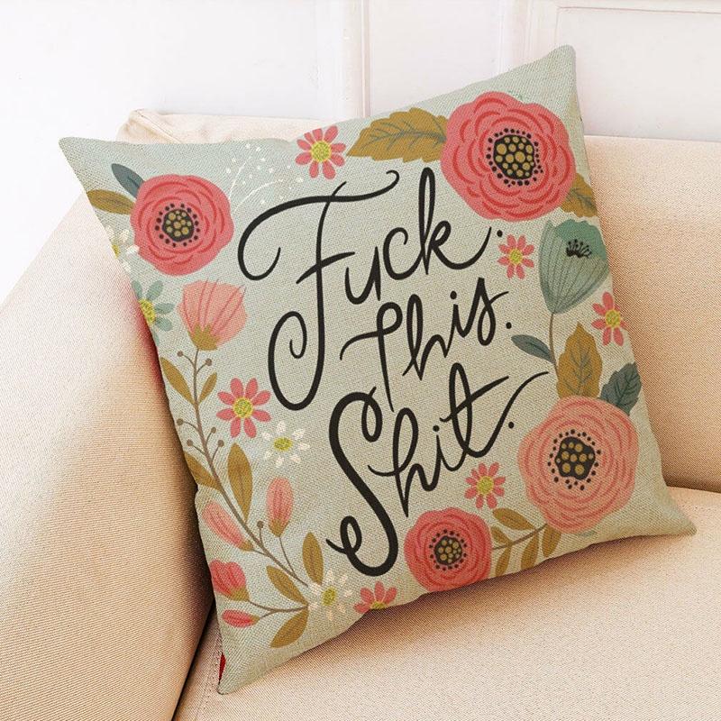 Elegant Letter Print Cotton Linen Pillow Cover For Home Car And Office Decor