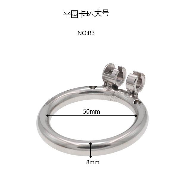 Stainless Steel Chastity Lock with Snap Ring Two Flat Round and Oval Can Be Equipped with a Variety of Headstall SM Sex Toys