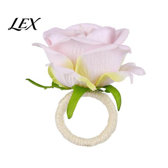 Pink Floral Napkin Buckles for Party Artificial Rose Ring, Fabric Flower Holder, Rustic Dining Table Ornaments Afternoon Tea Ring Farmhouse