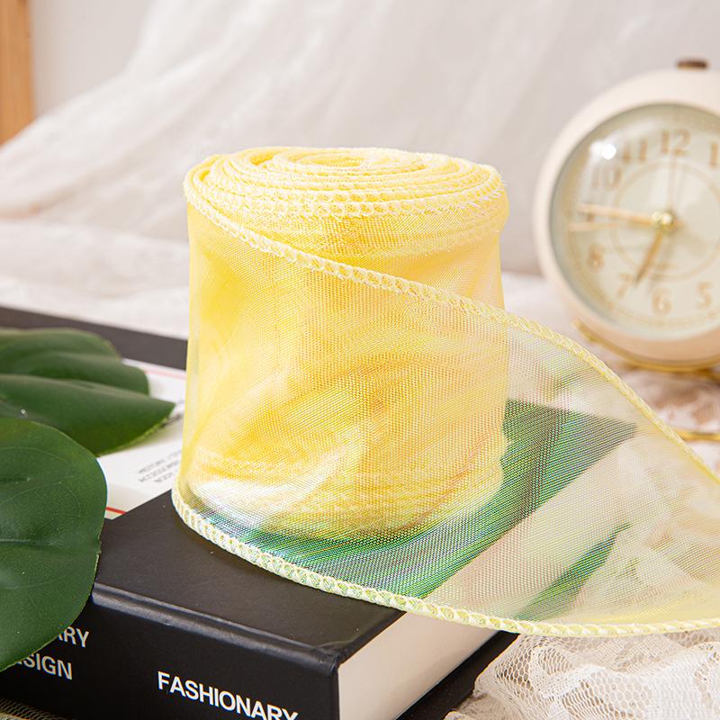 4cm x 10 Yards Iridescent Fishtail Yarn Ribbon, Polyester Lace Tulle for Floral Art & Baking.