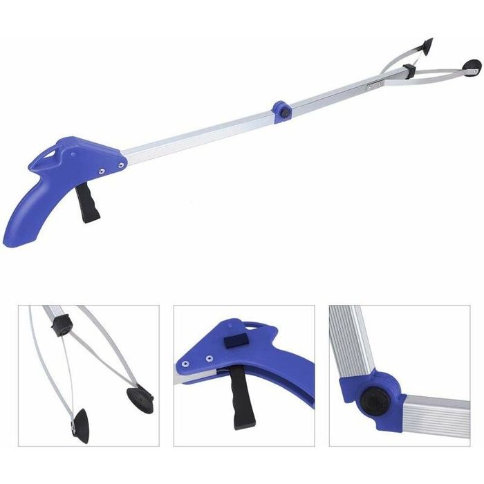Outil de Ramassage, Ramasseur de Déchets, Outil de Ramassage des Déchets à Pince Pliable(Poignée bleue)