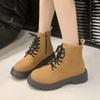 Fashion New Lace-up Zipper Short Boots Winter Round Toe Solid Color Sexy Comfortable Non-slip Casual Walking Boots for Women