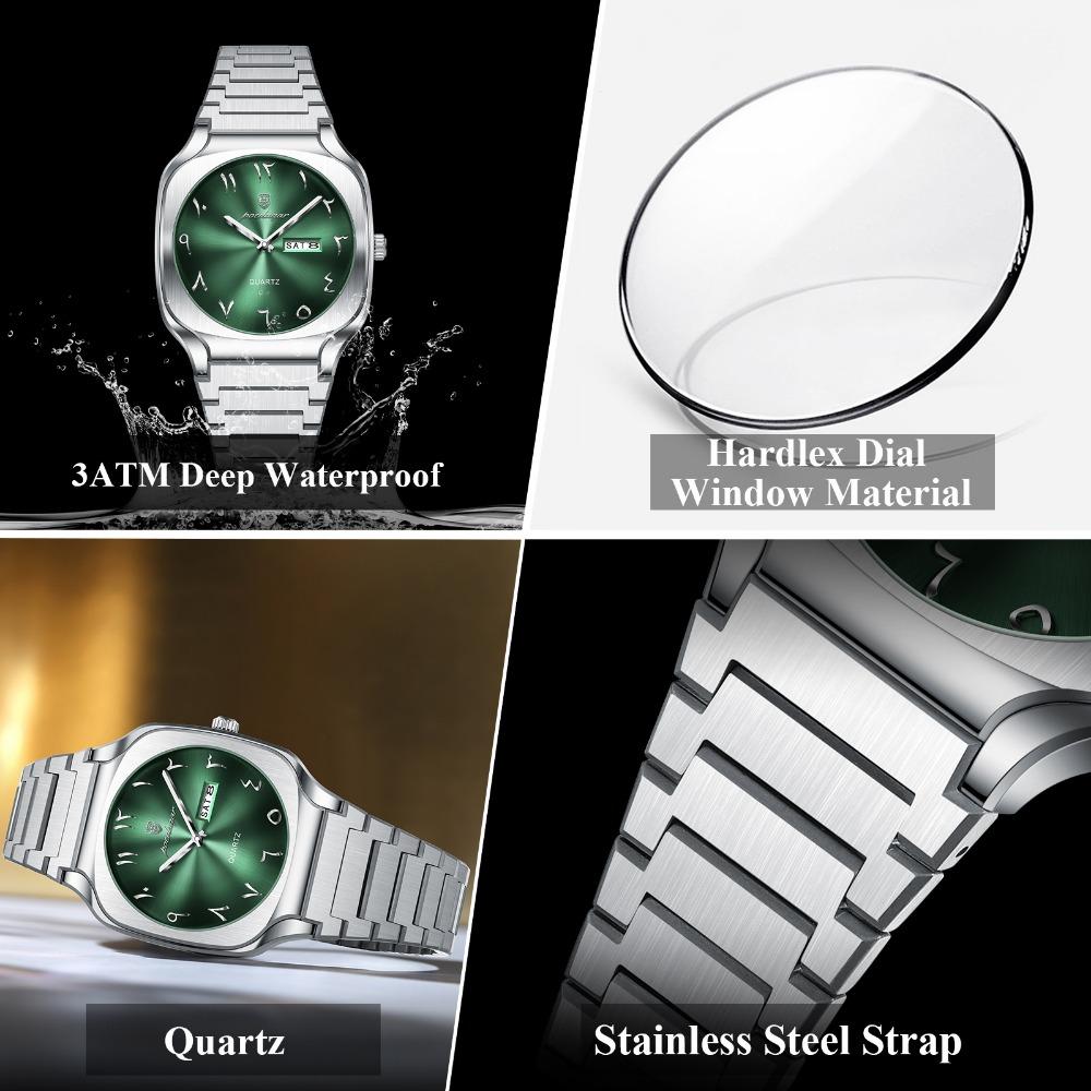POEDAGAR Luxury Man Wristwatch Original Business Stainless Steel Quartz Watch Waterproof Date Men's Watches Week Clock Reloj