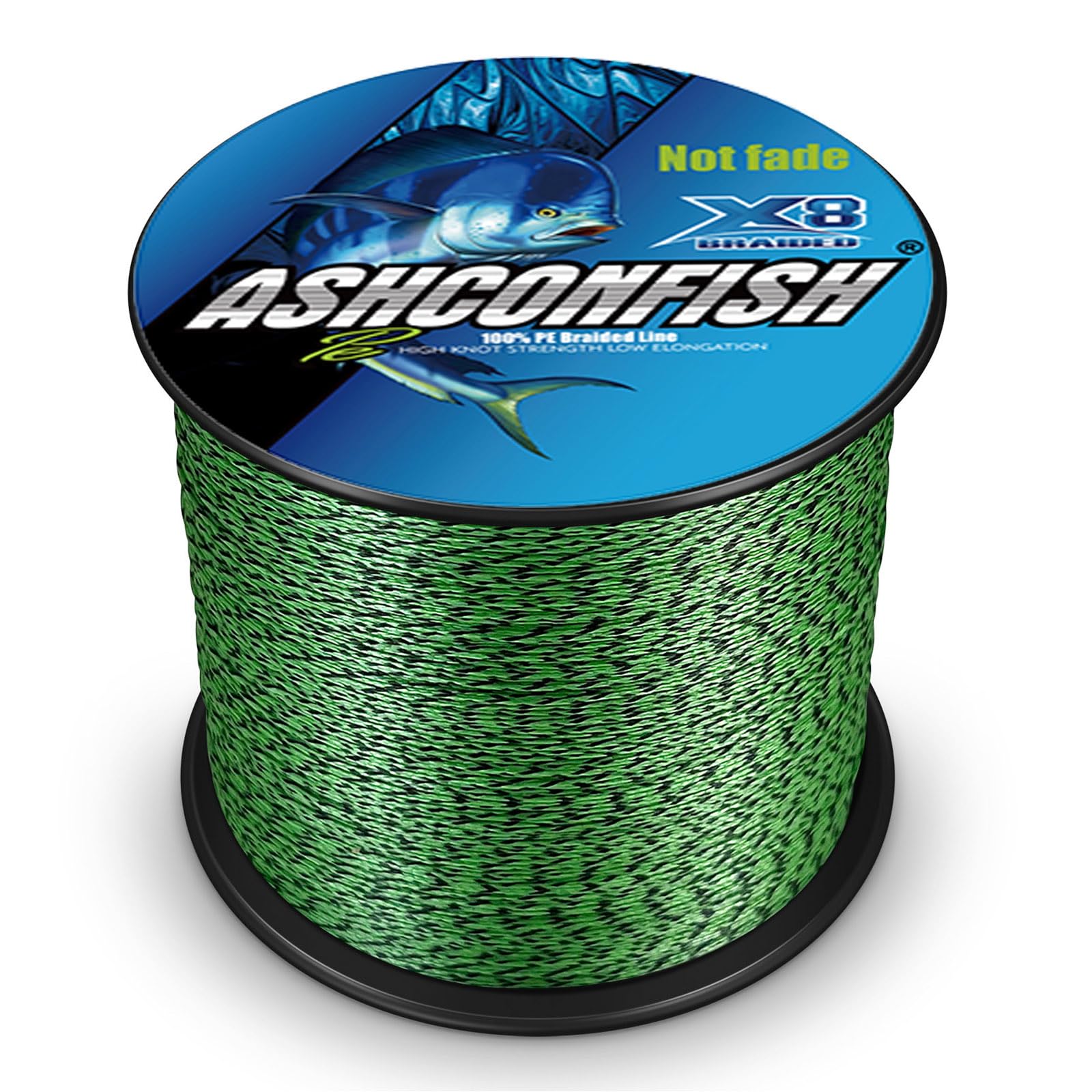 

Плетеный шнур Ashconfish PE, Полиэтиленовый рыболовный шнур, 8-жильный, 1000м, Ультра-прочный, Высокая чувствительность, Износостойкий, Низкое растяжение, Зеленый и черный